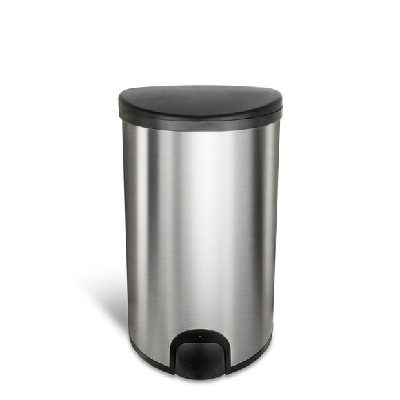 Nine Stars 13.2-Gallon Toe Tap Trash Can, Stainless Steel