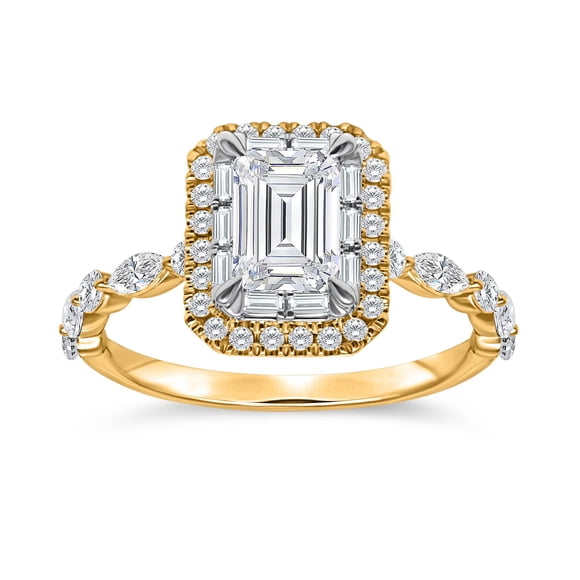 1.70 CT.T.W. Emerald Cut Diamond Ring in 14K Yellow Gold