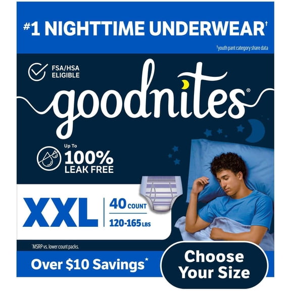 Goodnites Nighttime Bedwetting Underwear for Boys, Sizes Extra Small - Extra Extra Large