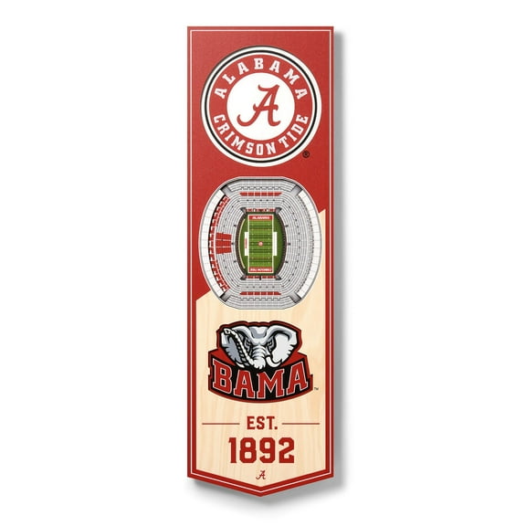 YouTheFan Alabama Crimson Tide 6"x19" 3D Stadium View Banner