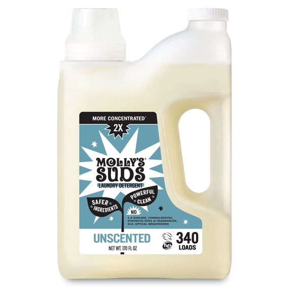 Molly's Suds Liquid Laundry Detergent, Unscented, 340 Loads, 170 fl. oz.