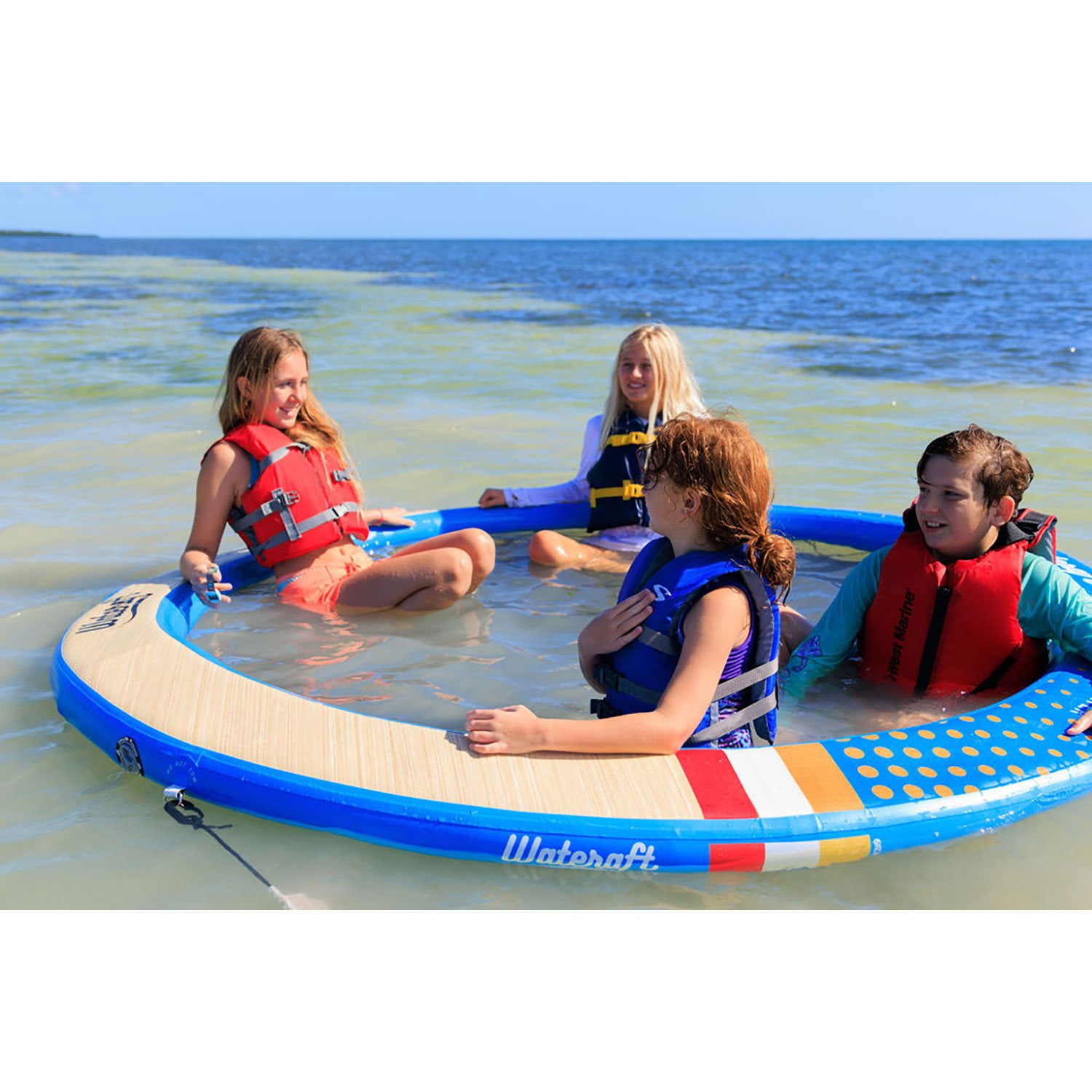 Wateraft Inflatable Ring Lounger with Mesh Center, 8'