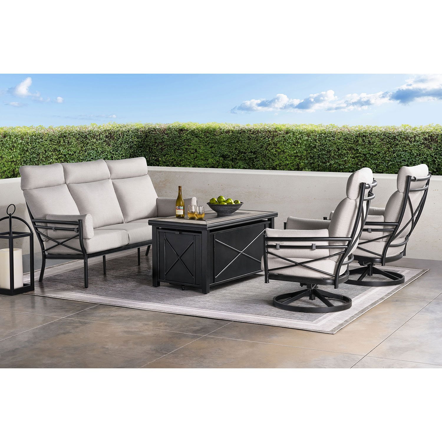 Member's Mark Avalon Fire Seating Set with Sunbrella Fabric, 4pc