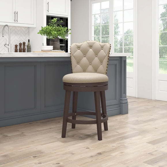 HH2 Home Edenwood Wood Counter Height or Bar Height Swivel Stool