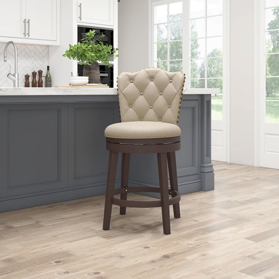 HH2 Home Edenwood Wood Counter Height or Bar Height Swivel Stool