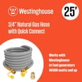 thumbnail image 2 of Westinghouse 25 ft. Natural Gas Hose with Adapter, 3/4 in. Dia., For Tri Fuel Generators, 2 of 8