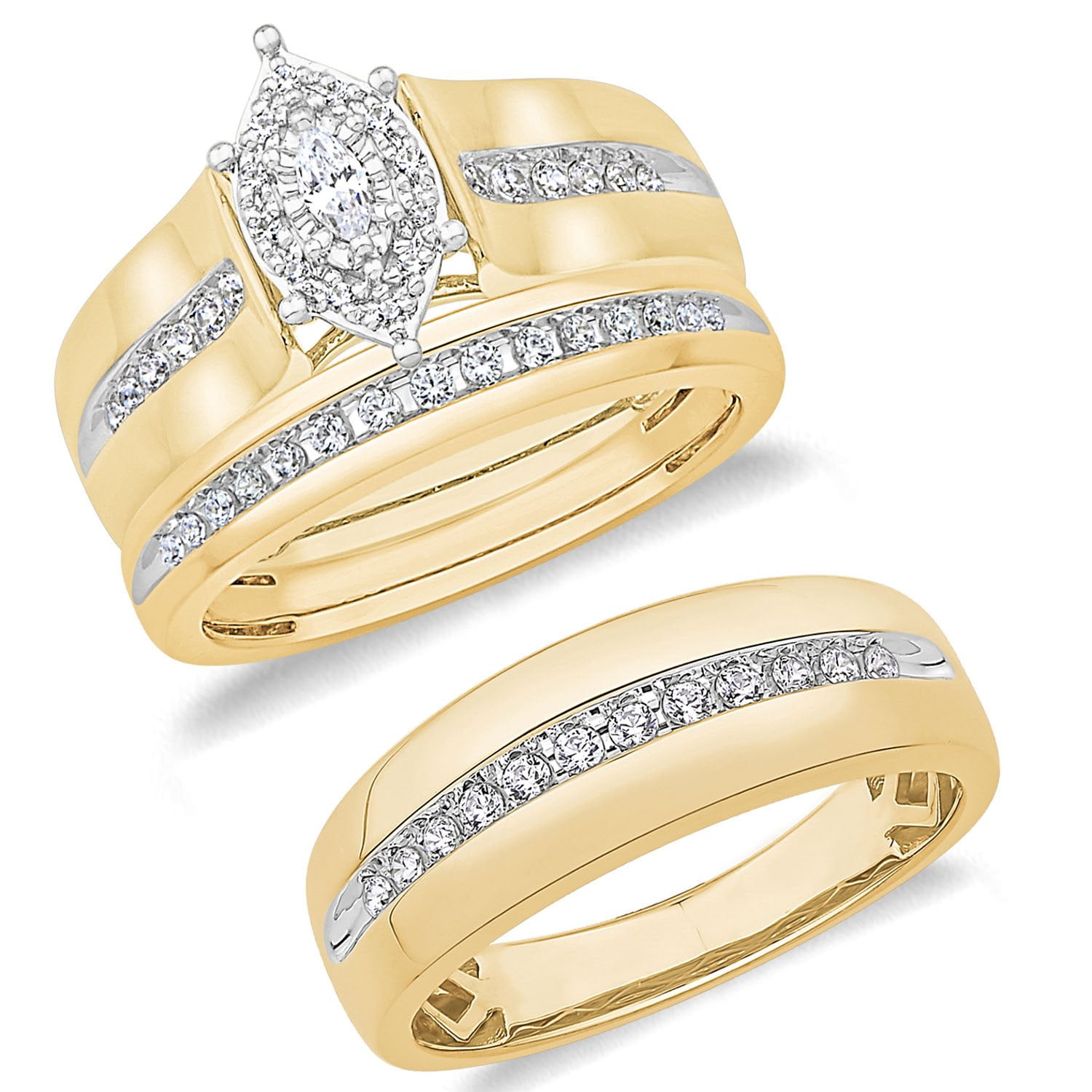 0.17 CT. T.W. Round Cut Single Row Diamond Mens Band in 14K Gold