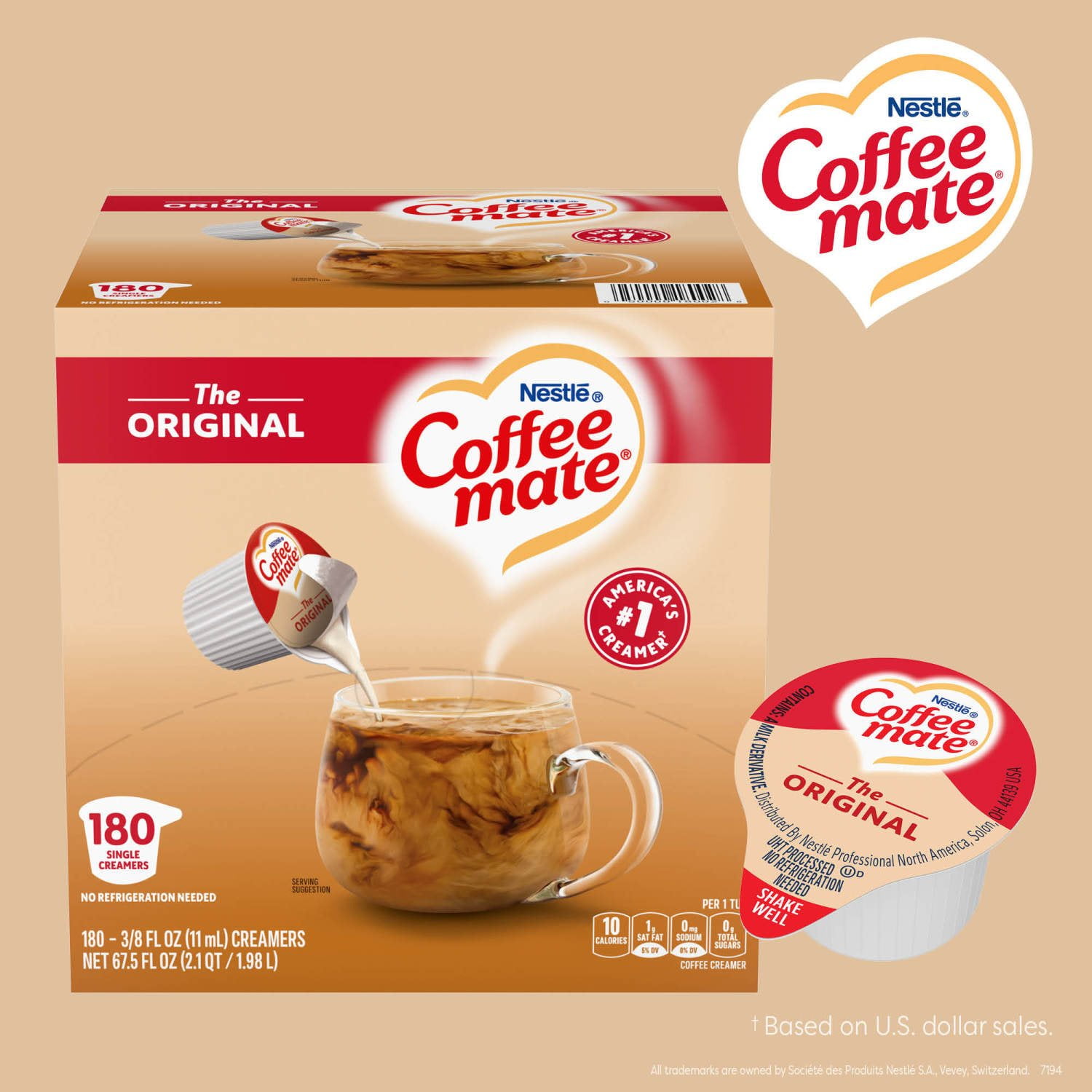 Coffee-Mate Original Liquid Creamer - 180 count, 67.5 fl oz box