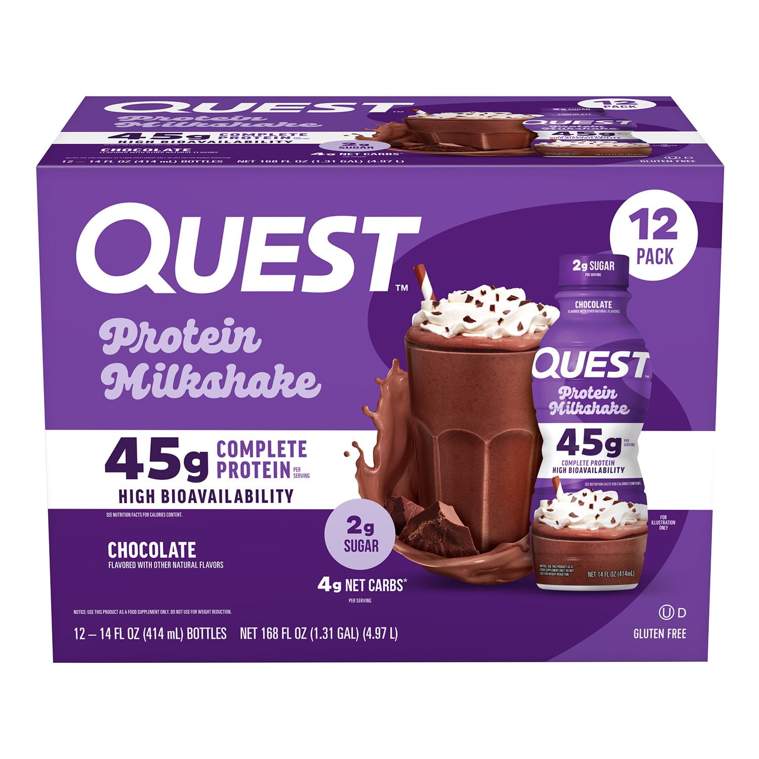 Quest 45g Chocolate Protein Milkshake 14 fl. oz., 12 pk