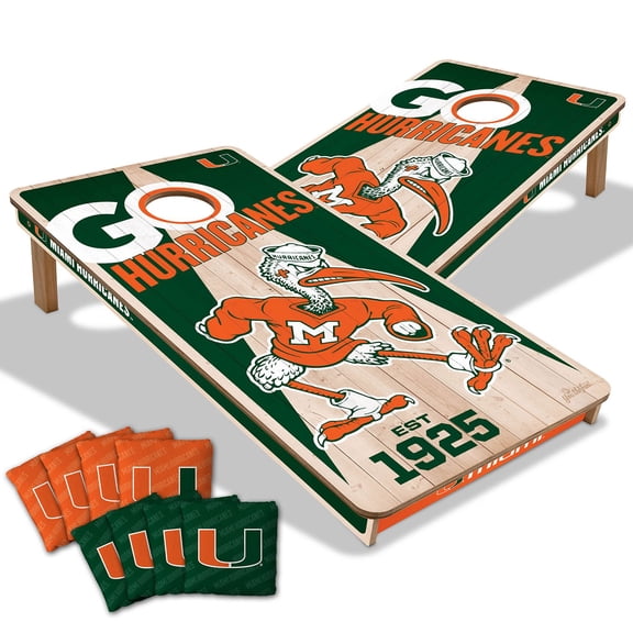YouTheFan Miami Hurricanes 2'x4' Cornhole Board Set