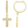 thumbnail image 2 of 0.50 CT. T.W. Diamond Cross Hoop Earrings in 14K Gold, 2 of 5
