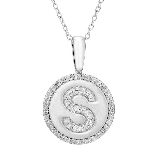 Diamond Initial Pendant Necklace in Sterling Silver