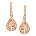 thumbnail image 2 of Pear Cut Gemstone & Halo Diamond Tear Drop Dangle Earrings in 14K Gold, 2 of 4