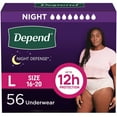 thumbnail image 1 of Depend Night Defense Adult Incontinence Underwear for Women, Choose Size, 1 of 8