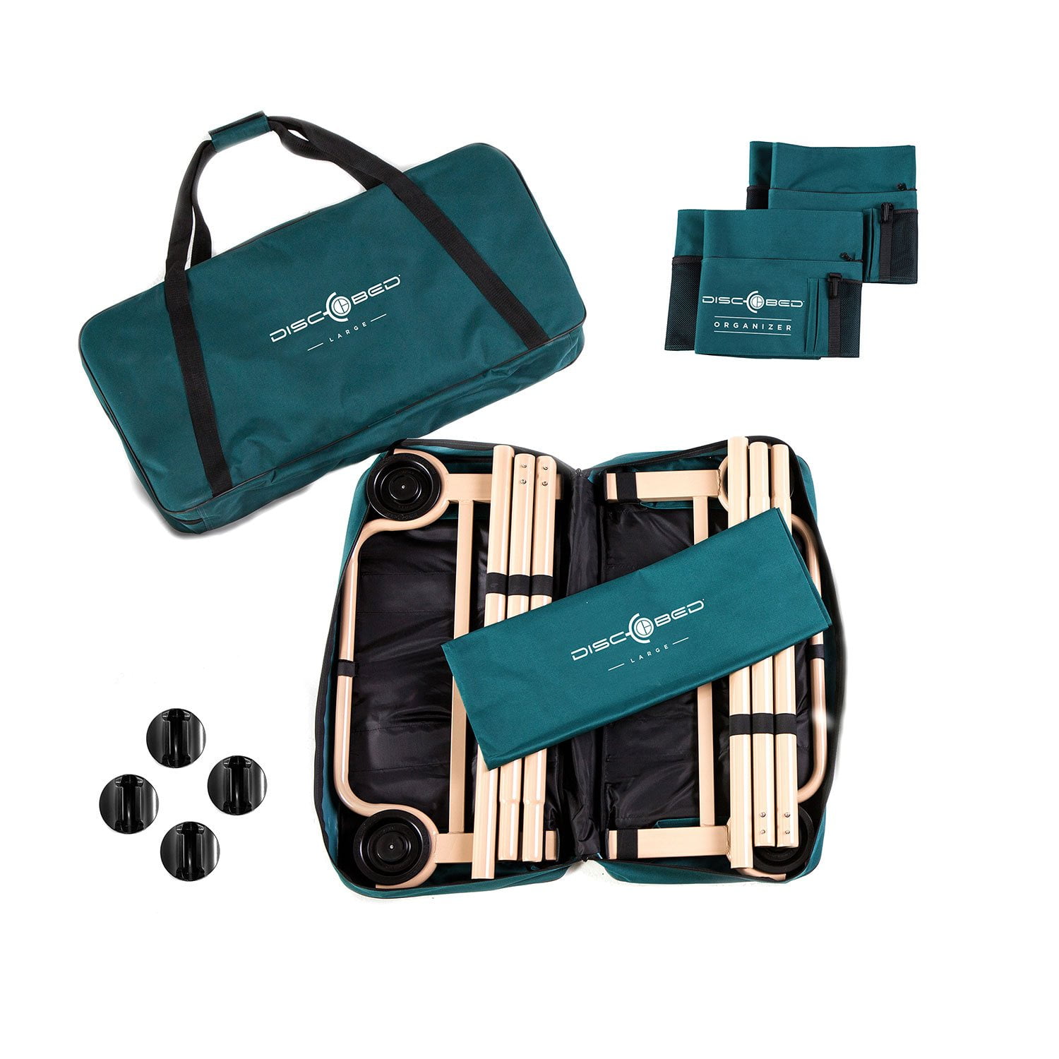 Disc-O-Bed Large with Side Organizers Rubber Foot Pads