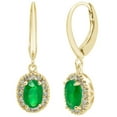 thumbnail image 1 of Oval Cut Genuine Gemstone and 0.16 CT. T.W. Diamond Dangle Earrings in 14K Gold, 1 of 4