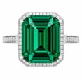 thumbnail image 1 of Lab Created Emerald Cut Gemstone and Diamond Ring in Sterling Silver, 1 of 4