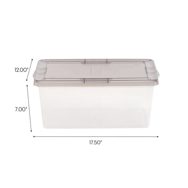 IRIS USA, Snap Top 17.2 Quart Plastic Storage Box with Gray Lid