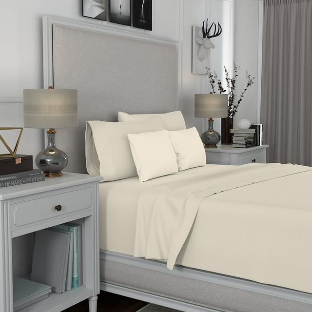 Aireolux 600 Thread Count 100% Cotton Sateen Wrinkle-Resistant Sheet Set, Assorted Sizes