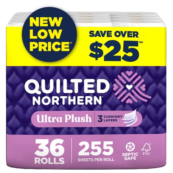 Quilted Northern Ultra Plush 3-Ply Toilet Paper 36 rolls, 255 sheets/roll