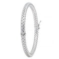thumbnail image 3 of Italian Diamond Cut Hinged Snake Bangle in Sterling Silver, 3 of 7