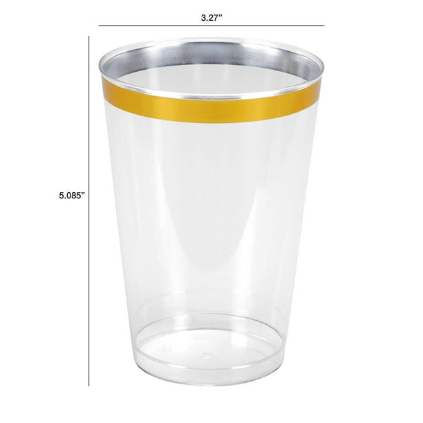Tableluxe Premium Disposable Gold Rimmed Clear Plastic Tumbler, 16 fl. oz., 48 ct.