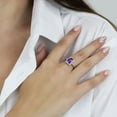 thumbnail image 5 of Emerald Cut Gemstone & 0.14 CT. T.W. Halo Diamond Ring in Sterling Silver, 5 of 5