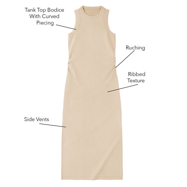 MEMBER'S MARK RIBBED TANK DRESS - Taupe M:- Taupe - Online Only, M