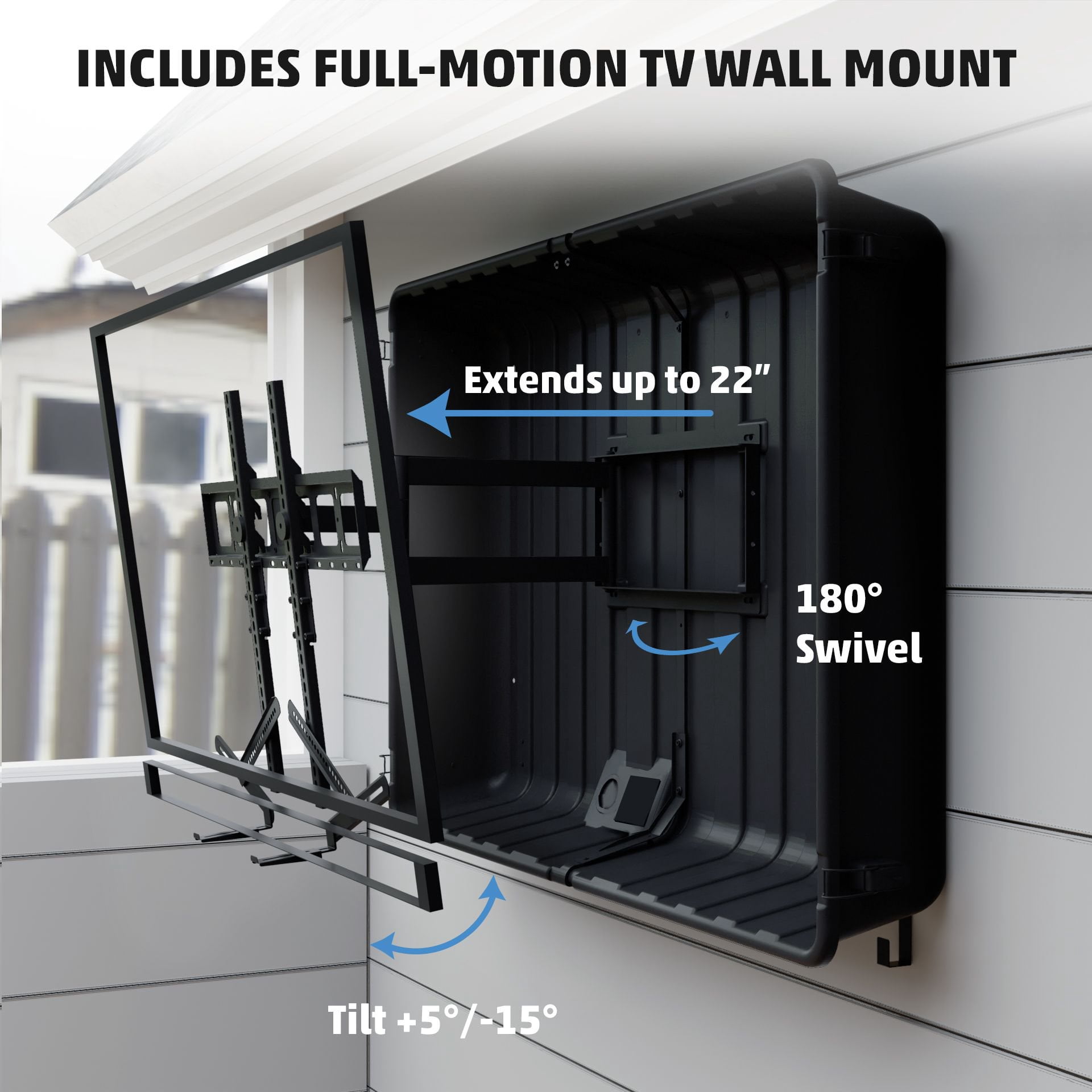 Storm Shell XL Weatherproof Outdoor TV and Soundbar enclosure for