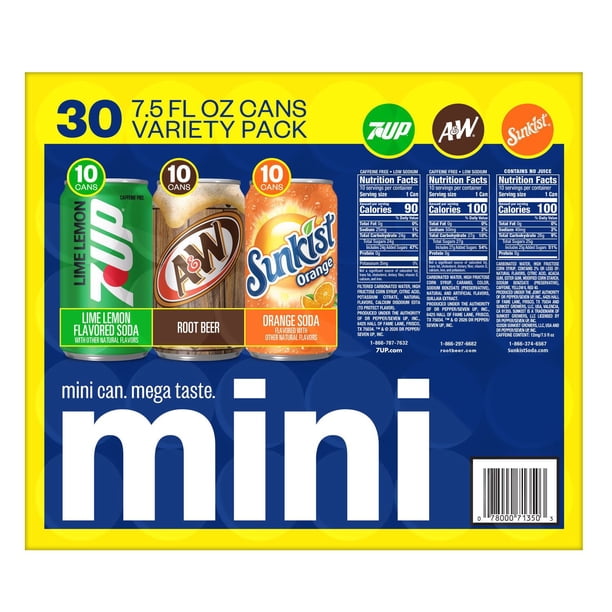 7UP, A&W Root Beer and Sunkist Variety Pack 7.5 fl. oz., 30 pk