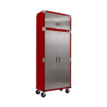 Seville Classics UltraHD 2 Piece Rolling Steel Garage Storage Cabinet With Stacker Set, 36" W x 18" D x 90.5" H