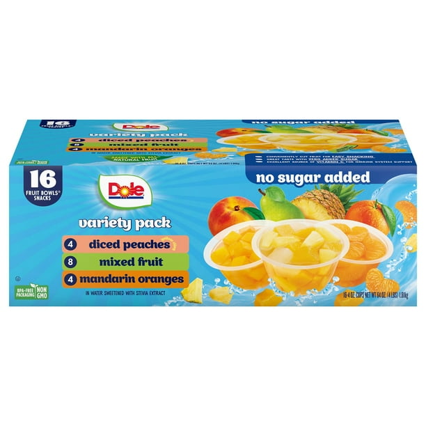 Dole No Sugar Added Mixed Fruit Variety Pack, 4 oz., 16 pk