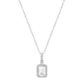 thumbnail image 3 of Emerald Cut Lab Created Gemstone & Diamond Halo Pendant Necklace in 14K Gold, 3 of 4