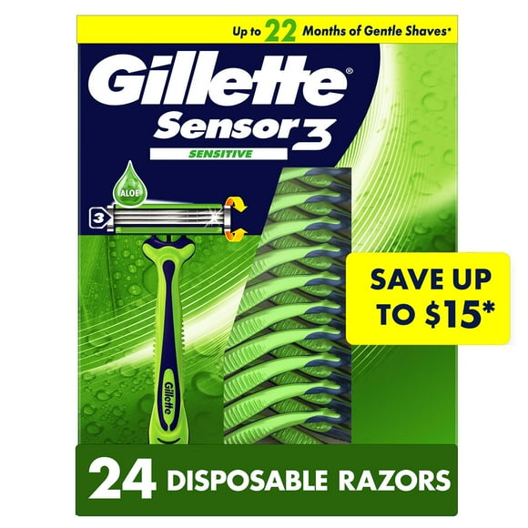 Gillette Sensor3 Sensitive Men's Disposable Razor, 24 ct.