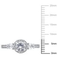 thumbnail image 3 of White Sapphire & Diamond Accent Three Stone Halo Ring in 14K Gold, 3 of 7