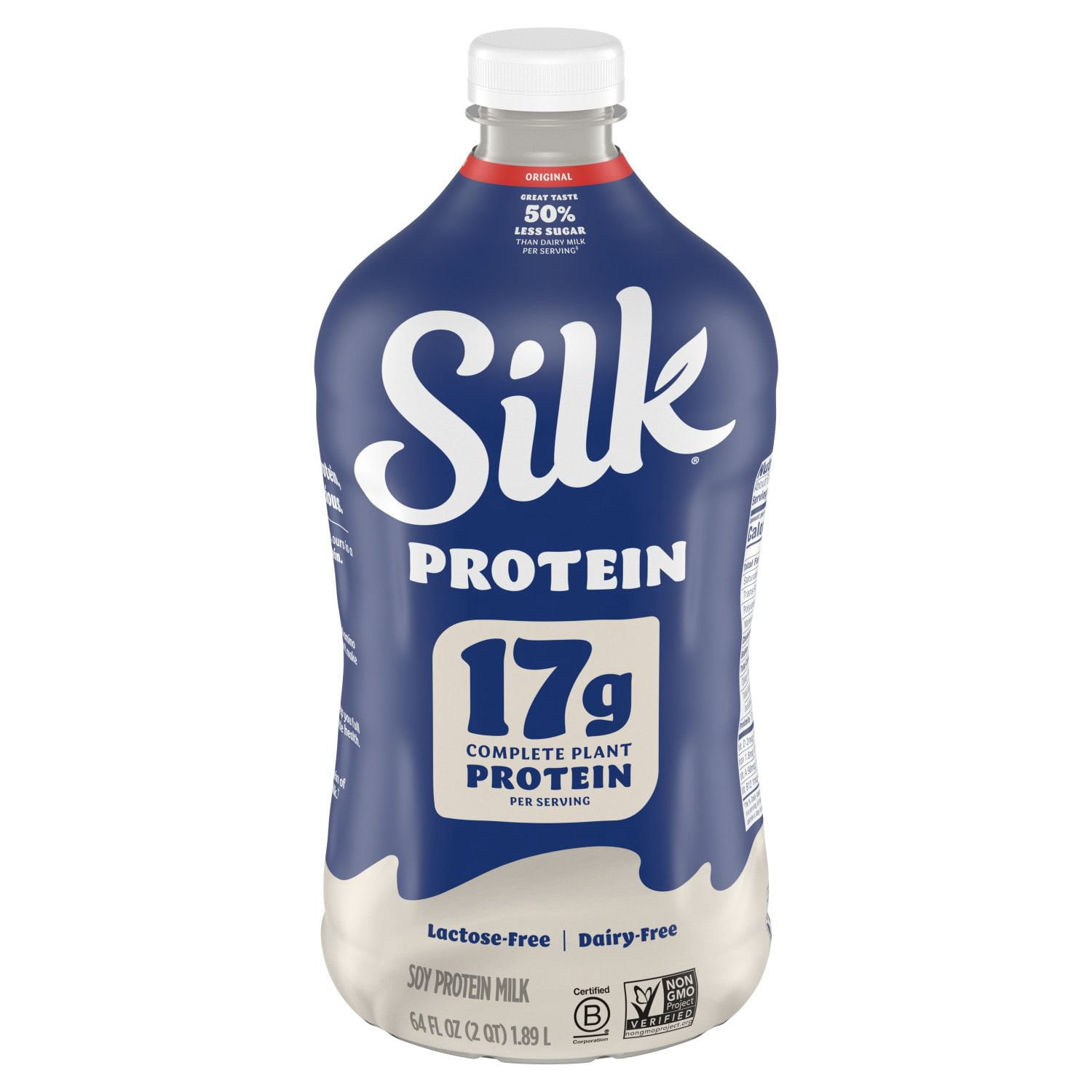 Silk 17g Protein Plant Based, Dairy Free, Lactose Free Soy Milk, Original, 64 fl. oz.