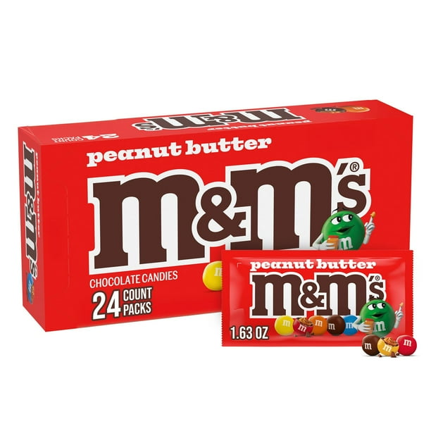 M&M'S Peanut Butter Milk Chocolate Candy, Full Size, 24 ct