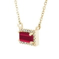 thumbnail image 2 of Baguette Cut Gemstone and 0.06 CT. T.W. Diamond Halo Pendant Necklace in 14K Gold, 2 of 3