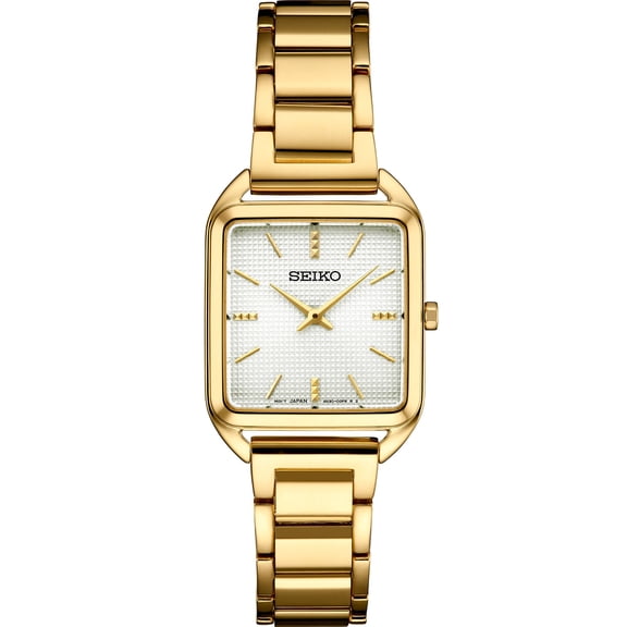 Seiko Essentials Quartz Silver-White Dial Yellow-Tone Stainless Steel Bracelet Watch