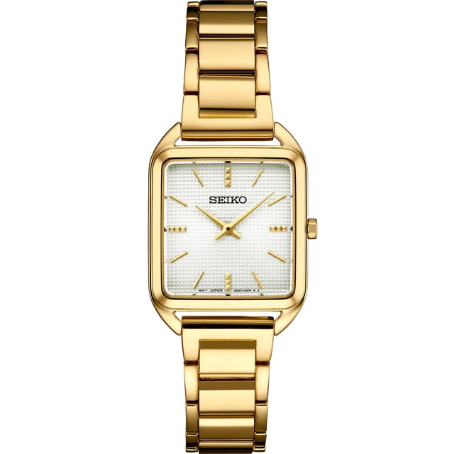 Seiko Essentials Quartz Silver-White Dial Yellow-Tone Stainless Steel Bracelet Watch