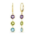 thumbnail image 1 of Round Cut Multi Gemstone Dangle Earrings in 14K Gold, 1 of 5