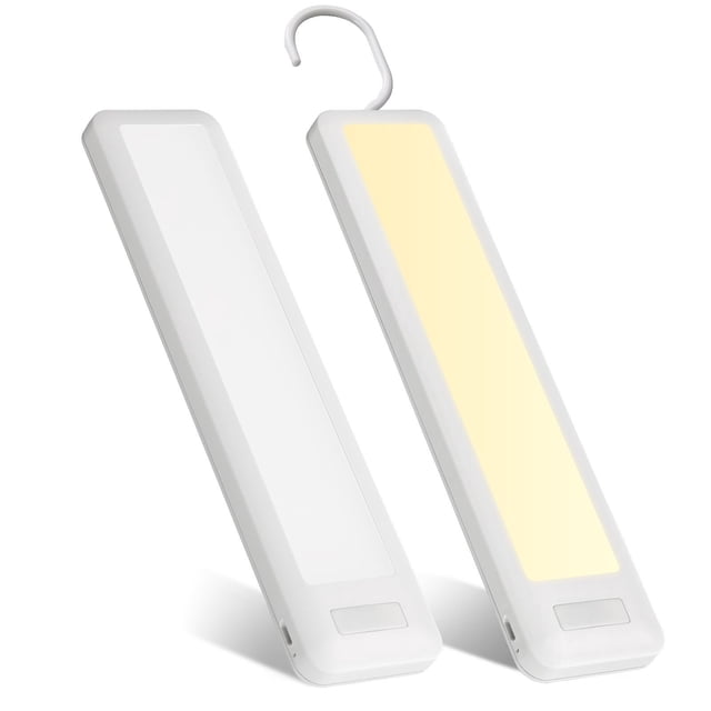 7.8 inch Battery Operated Daylight White Integrated LED Under Cabinet Lights with Hook, 2-Pack