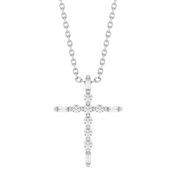 0.23 CT.T.W. Diamond Cross Pendant Necklace in 14K Gold