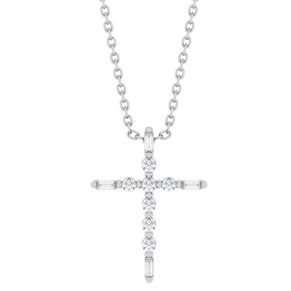 0.23 CT.T.W. Diamond Cross Pendant Necklace in 14K Gold