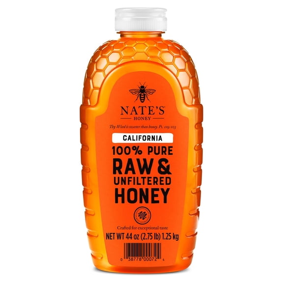 Nate's Honey 100% Pure Raw and Unfiltered Honey, California Blend, 44 oz.