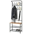 thumbnail image 1 of Honey-Can-Do Steel Entryway Hall Tree with Bench, Black, 1 of 7