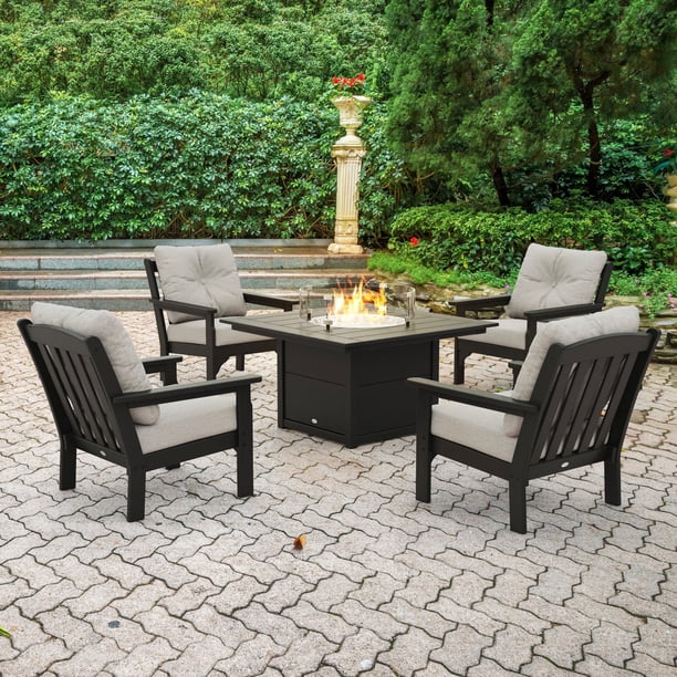◆アビスタイル◆ソファ◆PYD05-6◆ POLYWOOD Gulf Shores Deep Seating Fire Chat Set with Sunbrella