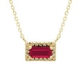 thumbnail image 1 of Baguette Cut Gemstone and 0.06 CT. T.W. Diamond Halo Pendant Necklace in 14K Gold, 1 of 3