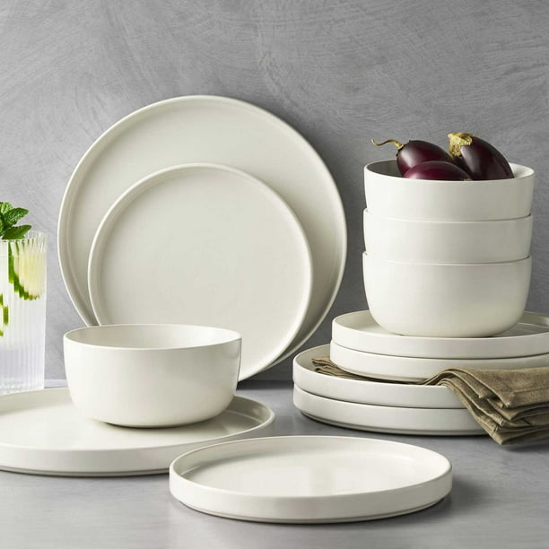 Member's Mark 12-Piece Modern Stoneware Dinnerware Set (Assorted