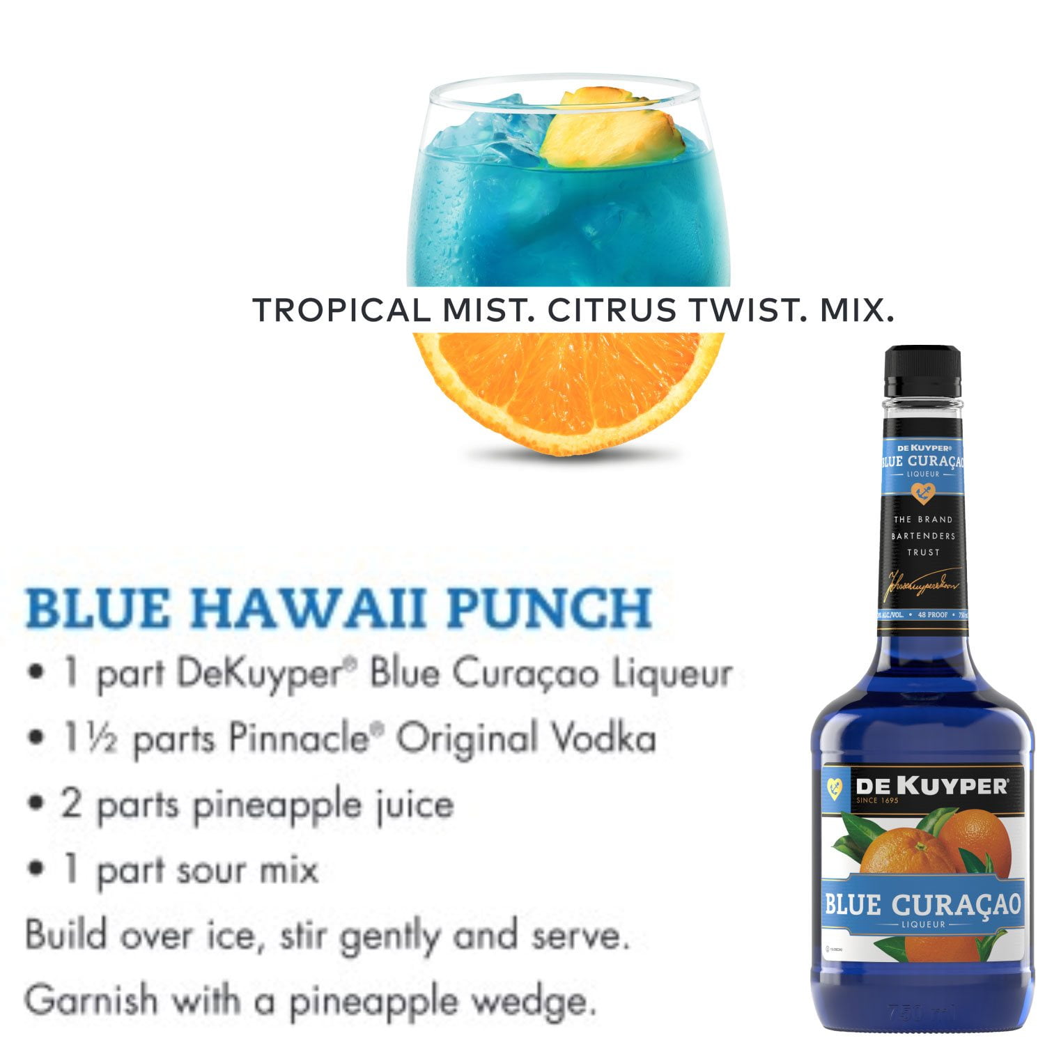 DeKuyper Blue Curacao Liqueur 750 ml